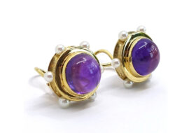 ティファニー TIFFANY イヤリング ヴィンテージ アメシスト パール 750YG