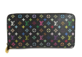 ルイヴィトン ジッピー・ウォレット M60275 モノグラム・マルチカラー ヴィオレ ノワール ゴールド金具
