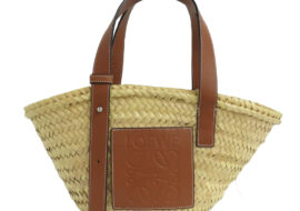 ロエベ バスケットバッグ スモール 327.02.S93 アナグラム ナチュラル タン ラフィア