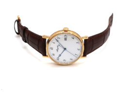 ブレゲ クラシックシリシオン 腕時計 メンズ 自動巻き K18 イエローゴールド ホワイトエナメル文字盤 レザーベルト