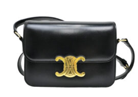 セリーヌ ショルダーバッグ ティーントリオンフ 188423 シャイニーカーフスキン ブラック GD金具