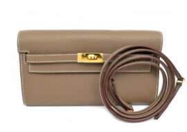 HERMES エルメス ケリートゥーゴー エバーカラー エトゥープ ゴールド金具 K刻印