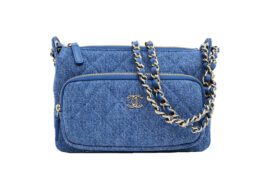 シャネル チェーンショルダークラッチ ブルー デニム AP4349