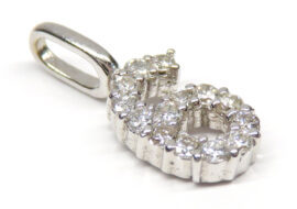 ジュエリー 6 ペンダントトップ 数字 6 ダイヤモンド K18WG