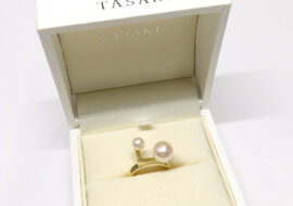 タサキ バランス ノート リング 11号 パール 750YG イエローゴールド レディース