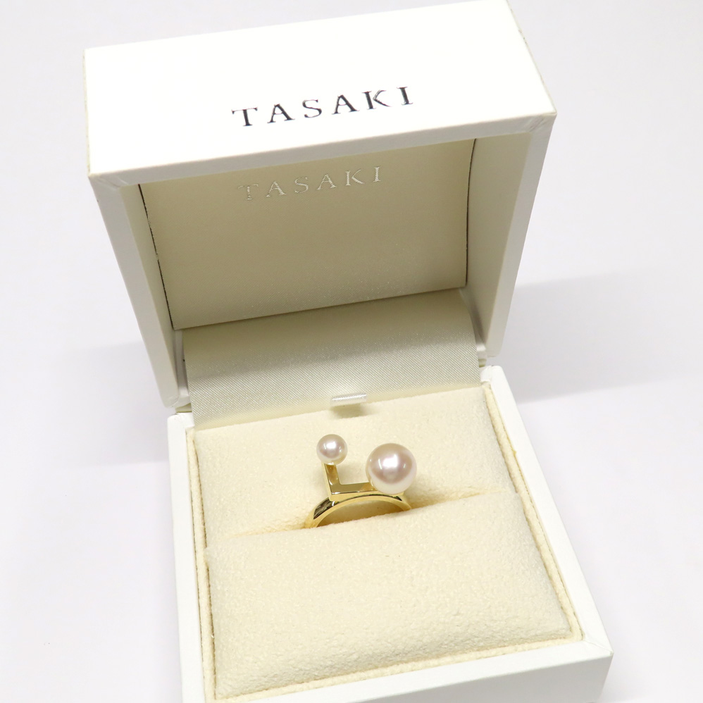 タサキ バランス ノート リング 11号 パール 750YG イエローゴールド レディース
