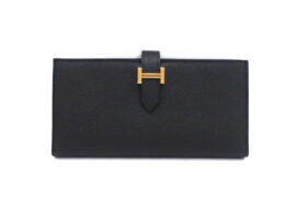 エルメス ベアンスフレ 長財布 エプソン ブラック ゴールド金具 メンズ レディース