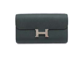 エルメス コンスタンストゥーゴー ヴェールマングローブ エプソン 長財布 シルバー金具 メンズ レディース